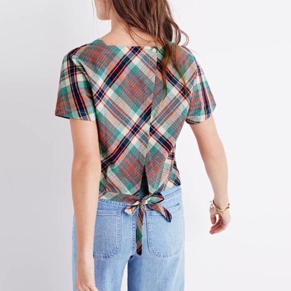 Madewell Plaid Tie Back Top Size‎ Small - Picture 1 of 11